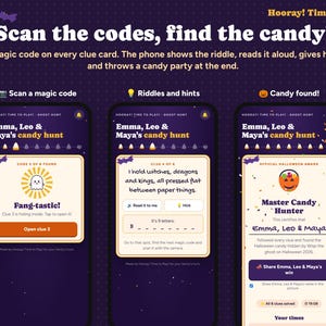 Halloween Treasure Hunt for Kids with Phone Hunt, QR Code Scavenger Hunt, Personalized Candy Hunt Riddle Clues, Printable, Instant Download image 1