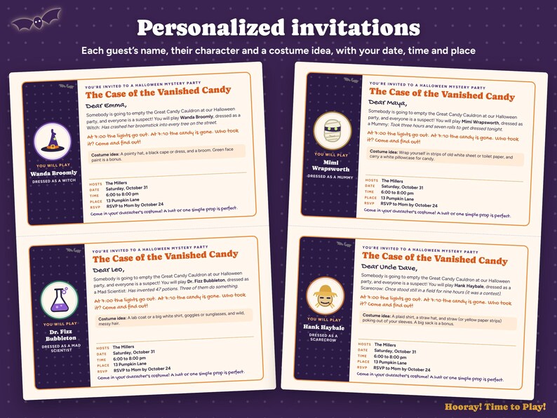 Halloween Mystery Party Game with Phone Party, Kids Whodunit Printable, Family Mystery Game, Personalized Invitations, 4-10 Players image 5
