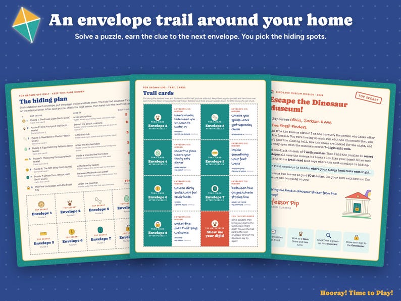 Math Escape Room for Kids, Printable Dinosaur Math Game, Addition, Times Tables, Fractions, Personalized Family Game, Ages 6-12, Digital Bild 5