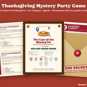 Thanksgiving Mystery Party Game with Phone Party, Family Whodunit for Kids and Adults, Personalized Invitations, 4-10 Players Bild 3