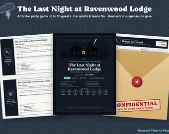 Thriller Mystery Party Game for Adults 16+, Printable Whodunit, Halloween Game Night, 6-10 Players, Blackout Party Game, Instant PDF