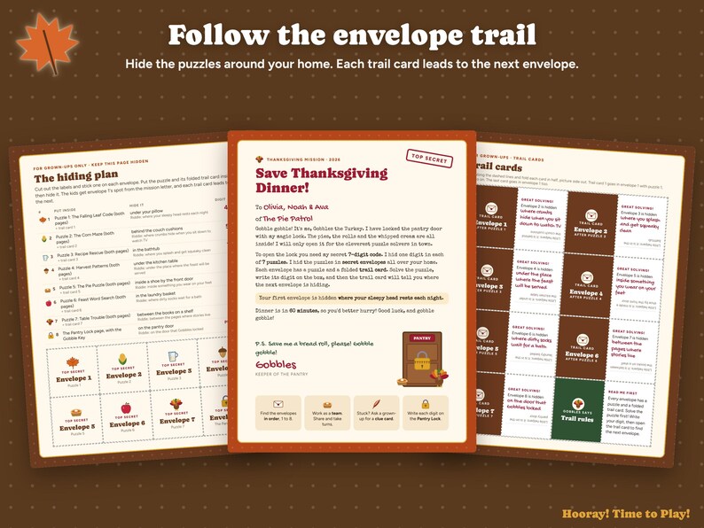 Thanksgiving Escape Room for Kids with Phone Lock, Printable Family Game, Turkey Puzzle Game, Personalized Kids Activity, Instant Download Bild 5