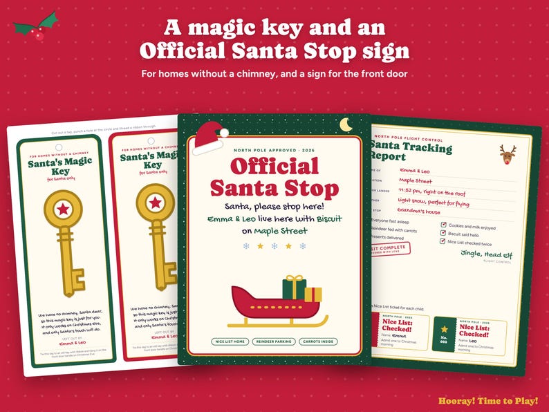Santa Visit Kit Printable, Personalized Letter from Santa, Cookies for Santa Sign, Reindeer Food Labels, Magic Santa Key, Christmas Eve Box imagen 5