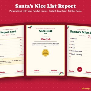 Santa Nice List Certificate, Personalized Report Card From Santa, Kids Christmas Eve Box Printable, Editable Nice List, Instant Download image 1