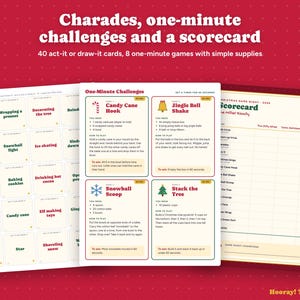 Christmas Family Game Night Printable, Christmas Trivia Cards, Picture Bingo, Charades, One Minute Games, Kids and Adults Party Games image 5