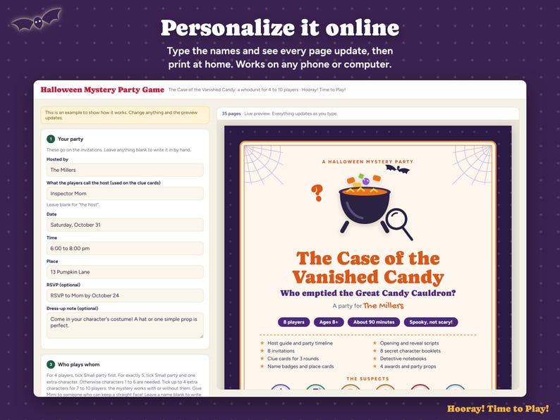 Jeu d'enquête pour Halloween, enquête policière à imprimer pour enfants, alternative au jeu du meurtre traditionnel en famille, invitations personnalisées, 4 à 10 joueurs, à partir de 8 ans image 2