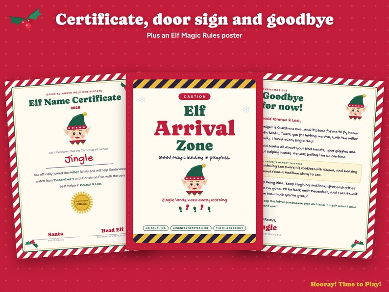 Personalized Elf Arrival Letter Kit, Elf Name Certificate, 24 Daily Elf Notes, Elf Goodbye Letter, Christmas Elf Printable, Instant Download image 5