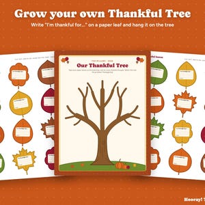 Thankful Tree Thanksgiving Countdown, Personalized Gratitude Cards for Kids, Printable Thankful Leaves, Family November Tradition Activity image 5