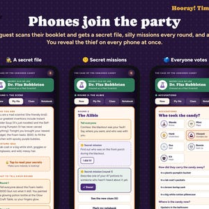 Halloween Mystery Party Game with Phone Party, Kids Whodunit Printable, Family Mystery Game, Personalized Invitations, 4-10 Players image 1