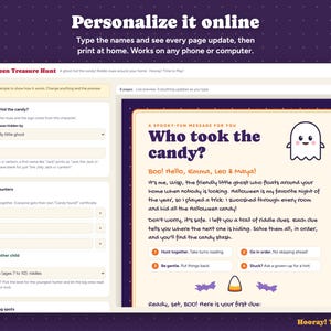 Halloween Treasure Hunt for Kids, Personalized Halloween Scavenger Hunt, Candy Hunt Riddle Clues, Picture Clues, Printable, Instant Download image 2