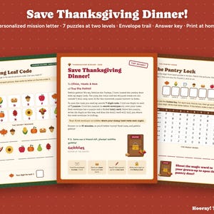 Thanksgiving Escape Room for Kids with Phone Lock, Printable Family Game, Turkey Puzzle Game, Personalized Kids Activity, Instant Download Bild 3