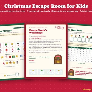 Christmas Escape Room for Kids with Phone Lock, Printable Family Game, Santa Workshop Puzzles, Personalized Kids Activity, Instant Download zdjęcie 3