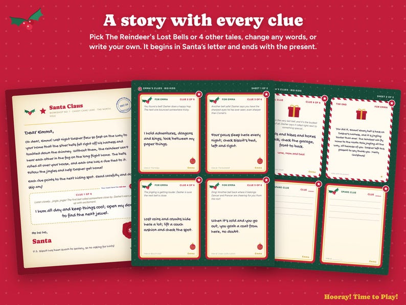 Personalized Christmas Treasure Hunt with Phone Hunt, QR Code Scavenger Hunt, Custom Names, Santa Letter, Kids Clues, Instant Download imagen 8