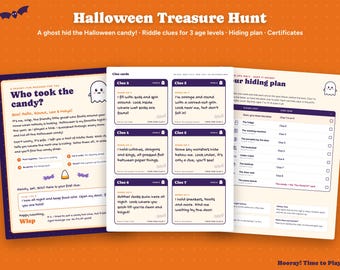 Halloween Treasure Hunt for Kids, Personalized Halloween Scavenger Hunt, Candy Hunt Riddle Clues, Picture Clues, Printable, Instant Download