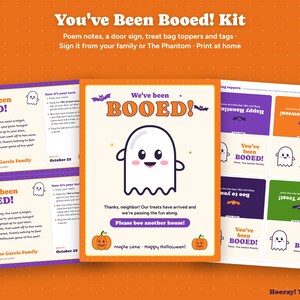 You've Been Booed Kit, Printable Halloween Boo Sign and Poem, Personalized Boo Your Neighbor Notes, Treat Bag Toppers, Gift Tags, Download