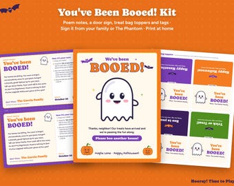 You've Been Booed Kit, Printable Halloween Boo Sign and Poem, Personalized Boo Your Neighbor Notes, Treat Bag Toppers, Gift Tags, Download