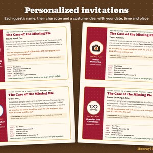 Thanksgiving Mystery Party Game with Phone Party, Family Whodunit for Kids and Adults, Personalized Invitations, 4-10 Players Bild 5