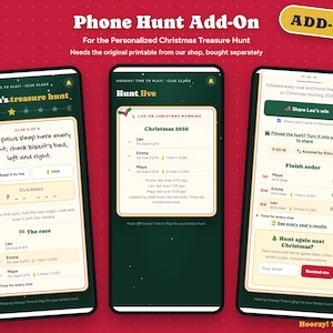 Phone Hunt Add-On for the Personalized Christmas Treasure Hunt, QR Code Scavenger Hunt Upgrade, Kids Christmas Morning Game