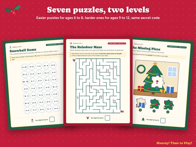 Christmas Escape Room for Kids with Phone Lock, Printable Family Game, Santa Workshop Puzzles, Personalized Kids Activity, Instant Download zdjęcie 4