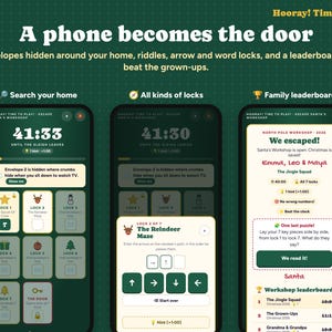 Christmas Escape Room for Kids with Phone Lock, Printable Family Game, Santa Workshop Puzzles, Personalized Kids Activity, Instant Download zdjęcie 1