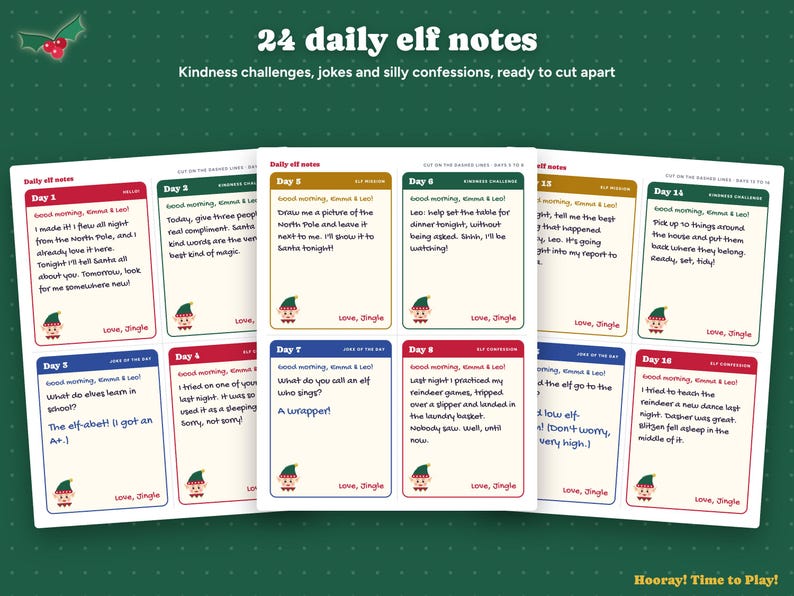 Personalized Elf Arrival Letter Kit, Elf Name Certificate, 24 Daily Elf Notes, Elf Goodbye Letter, Christmas Elf Printable, Instant Download image 4