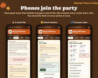 Thanksgiving Mystery Party Game with Phone Party, Family Whodunit for Kids and Adults, Personalized Invitations, 4-10 Players