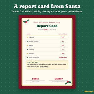 Santa Nice List Certificate, Personalized Report Card From Santa, Kids Christmas Eve Box Printable, Editable Nice List, Instant Download image 4