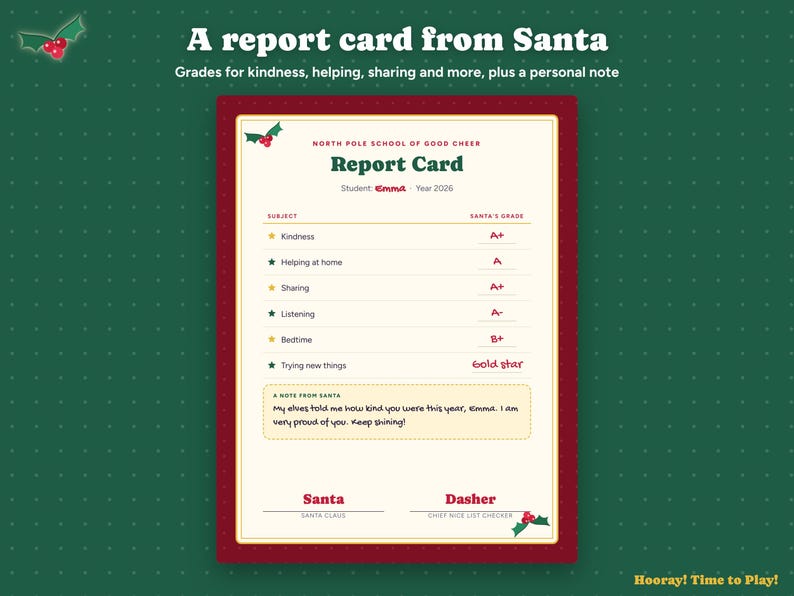 Santa Nice List Certificate, Personalized Report Card From Santa, Kids Christmas Eve Box Printable, Editable Nice List, Instant Download image 4