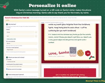 Santa Visit Kit with Santa Voice Message, Personalized Letter from Santa, Cookies for Santa Sign, Reindeer Food, Magic Santa Key