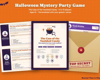 Halloween Mystery Party Game, Kids Whodunit Printable, Family Murder Mystery Alternative, Personalized Invitations, 4-10 Players, Ages 8+