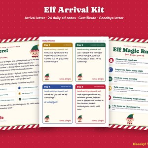 Personalized Elf Arrival Letter Kit, Elf Name Certificate, 24 Daily Elf Notes, Elf Goodbye Letter, Christmas Elf Printable, Instant Download image 1