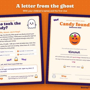 Halloween Treasure Hunt for Kids, Personalized Halloween Scavenger Hunt, Candy Hunt Riddle Clues, Picture Clues, Printable, Instant Download image 3