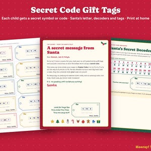 Secret Code Gift Tags, Printable Christmas Tags for Kids, Santa Gift Tags, Personalized Code Name Tags, Decoder Game, Instant Download
