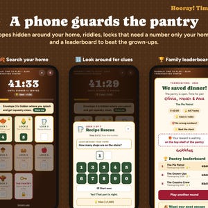 Thanksgiving Escape Room for Kids with Phone Lock, Printable Family Game, Turkey Puzzle Game, Personalized Kids Activity, Instant Download Bild 1