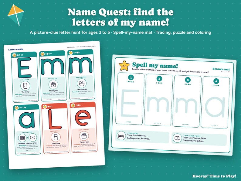 Name Hunt for Toddlers, Personalized Find My Name Letter Game, Preschool Name Activity, Name Tracing, Kids Treasure Hunt, Instant Download image 1