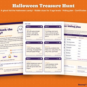 Halloween Treasure Hunt for Kids with Phone Hunt, QR Code Scavenger Hunt, Personalized Candy Hunt Riddle Clues, Printable, Instant Download image 3