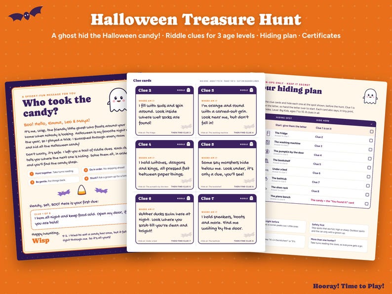 Halloween Treasure Hunt for Kids with Phone Hunt, QR Code Scavenger Hunt, Personalized Candy Hunt Riddle Clues, Printable, Instant Download image 3
