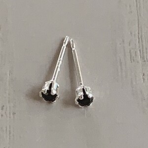 2mm black stud earrings / sterling silver, hypoallergenic