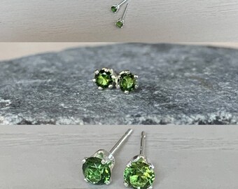 peridot Stud Set-Peridot Stud Earrings-Stud Earrings Set-Stud Earring Set-2mm Studs-3mm Studs-4mm Studs-August Birthstone-Green Studs