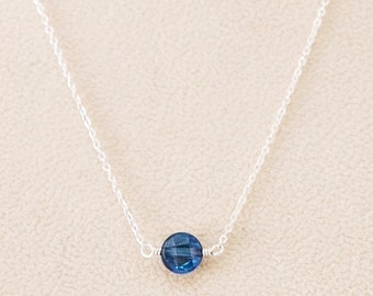 small sapphire pendant / sterling silver or gold filled