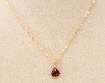 small garnet teardrop pendant