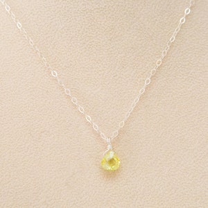 small peridot teardrop pendant / sterling silver or gold filled