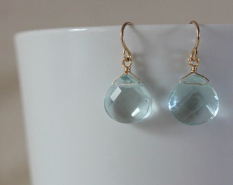 blue quartz teardrop earrings / sterling silver or gold filled