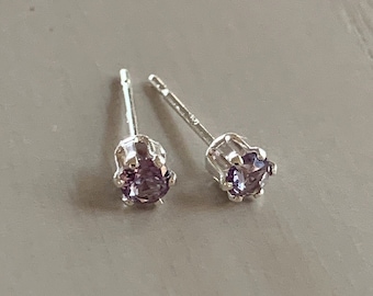 3mm alexandrite stud earrings / sterling silver, hypoallergenic