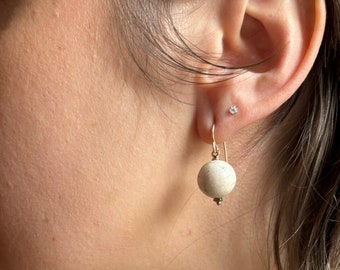 white riverstone earrings / sterling silver or gold filled