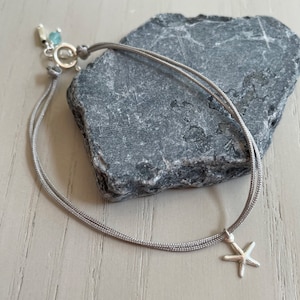 delicate starfish charm cord bracelet / gold or silver