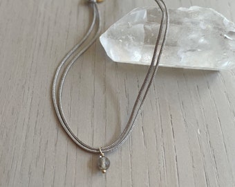 delicate labradorite cord bracelet / sterling silver or gold filled