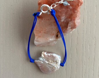 large freshwater pearl cord bracelet