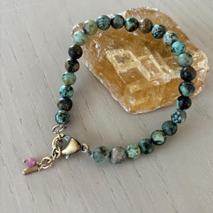 turquoise bracelet with brass hardware / adjustable