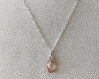 topaz teardrop pendant / sterling silver or gold filled